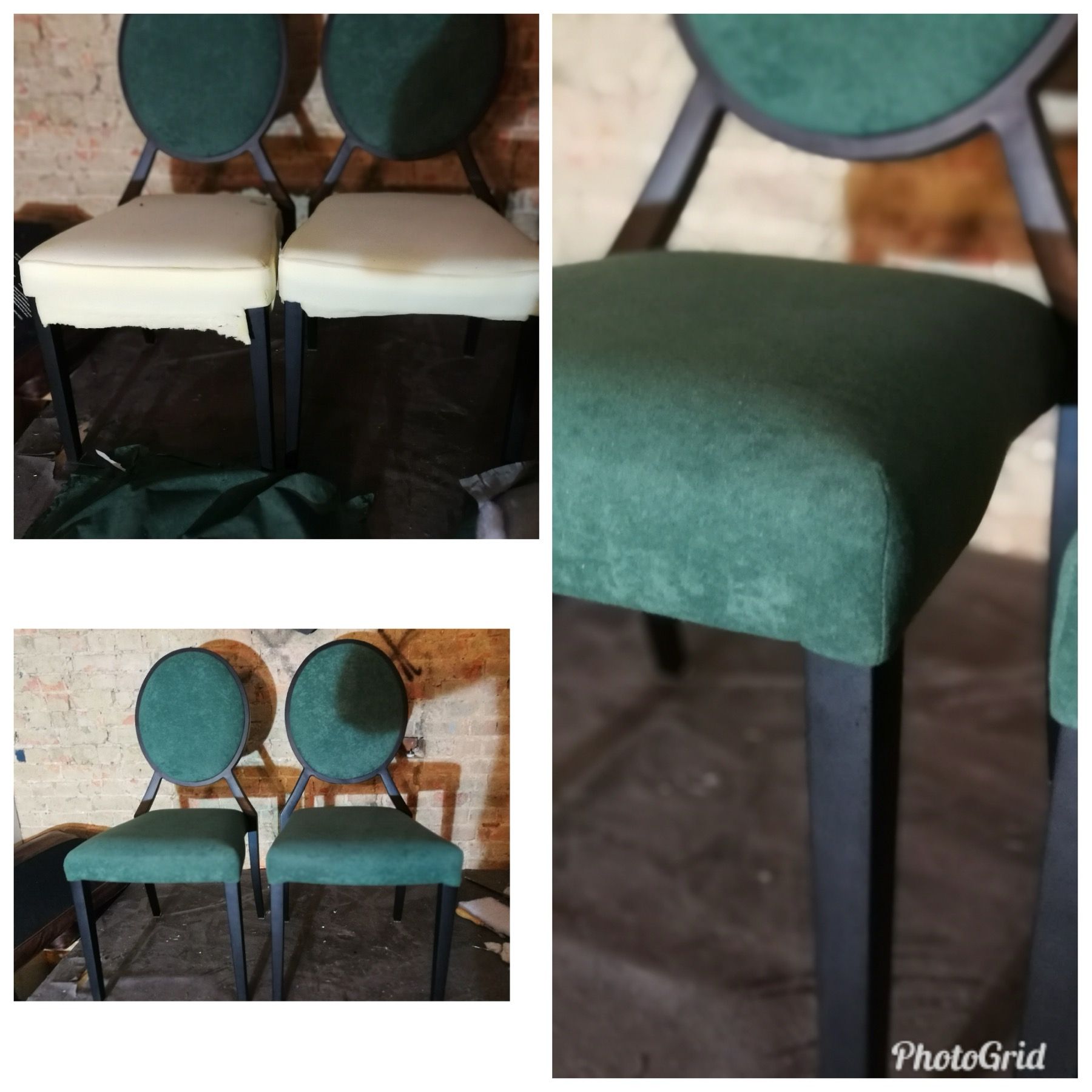 Dining chairs before and after reupholstery