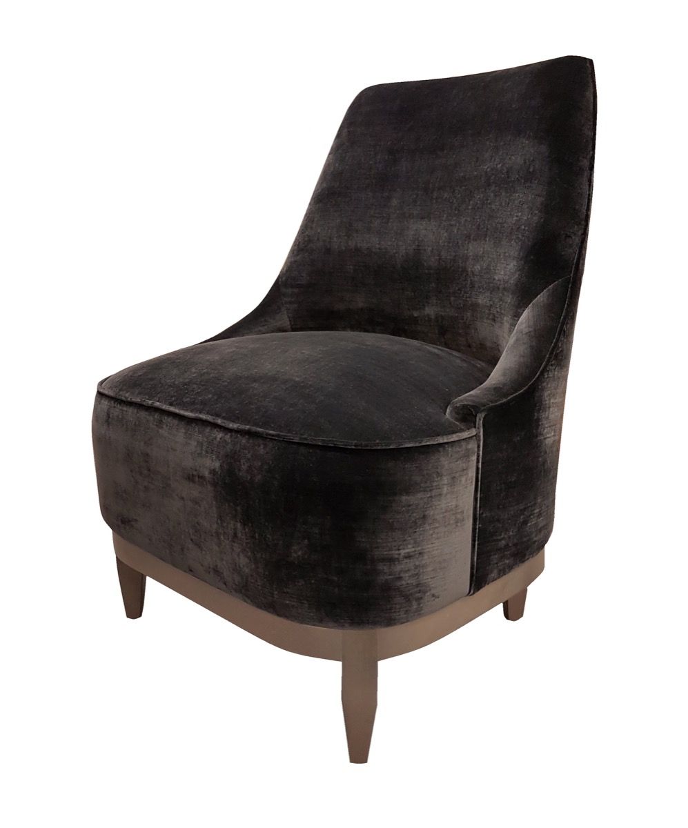 Compact club chair with rolled arms